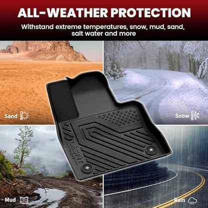 LASFIT Floor Mats & Cargo with Backrest Mat for Ford Explorer 2020-2021 6 Passenger, Custom Fit All Weather Protector TPE Easy Clean Floor Liners, 5pcs Full Set Black - style: 3) Explorer 6-Seat| 20-21 | Combo Set