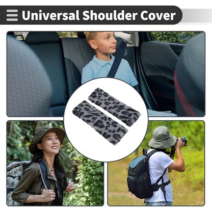 Gray Seat Belt Cover Pad Plush 23.5cm Seatbelt Strap Cushion Shoulder Padding 1 Pair - color: Gray