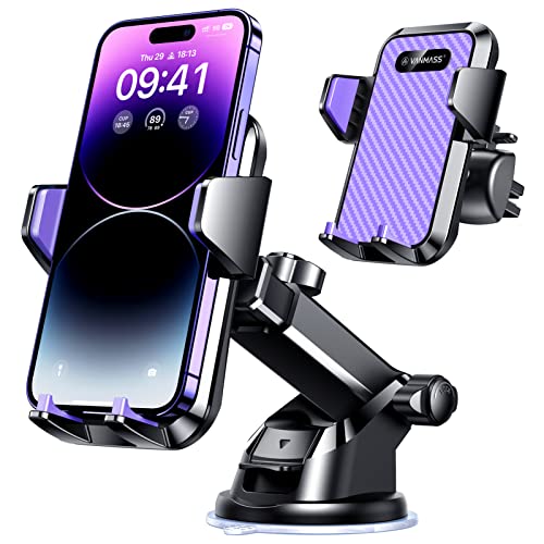 VANMASS【85+LBS Strongest Suction & Military-Grade Ultimate Car Phone Mount【Patent & Safety Certs】 Cell Holder Truck for Dash Windshield Vent for iPhone 17 Pro Max Automobile Accessory Kits,Purple - color: Purple
