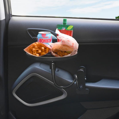JSCARLIFE Car Food Tray Holder, Adjustable Car Snack Tray 360-degree Swivel Dining Table Clip Type Storage Tray