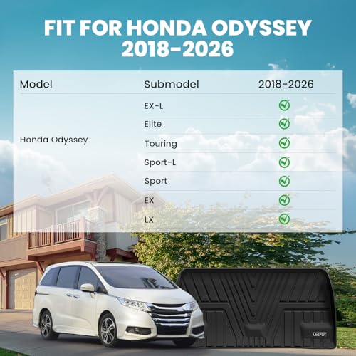LASFIT Trunk Mat for Honda Odyssey 2026 2025 2024 2023 2022 2021 2020 2019 2018 Mini Passenger Van, All Weather TPE Cargo Mat Trunk Liner Only, Black (EX-L/Elite/Touring/Sport-L/Sport/EX/LX) - style: 7）For Honda Odyssey| 2018-2026 | Trunk Mat