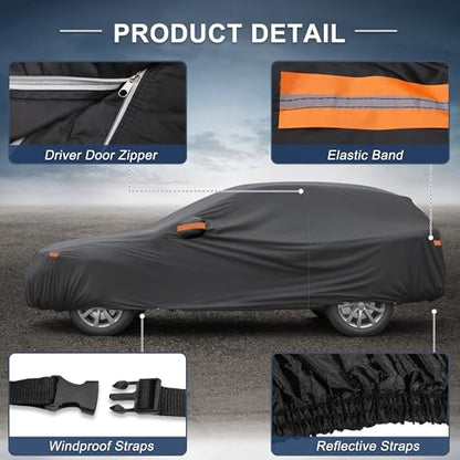 X AUTOHAUX Car Cover for BMW X1 2009-2025 Aluminum Film Outdoor Waterproof Sun Rain Snow Hail Protection with Driver Door Zipper - size: for BMW X1 2009-2024