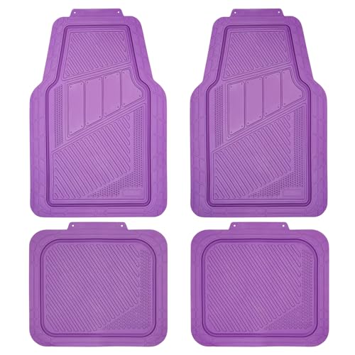CAR PASS Heavy Duty Rubber Floor Mats 4-Piece Car Mat Set - Universal Waterproof Floor Mats for Car SUV Truck, Durable All-Weather Mats(Purple) - color: purple