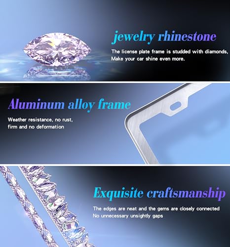 Purple Bling License Plate Frame 1 Pack Rhinestone Bedazzled License Plate Over | Holder Sparkly Diamond Glitter Stainless Steel Frame【CPJ-03-Light Purple 1 Pack】 - color: CPJ-03-Light Purple 1 pcs