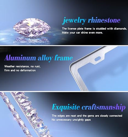 Purple Bling License Plate Frame 1 Pack Rhinestone Bedazzled License Plate Over | Holder Sparkly Diamond Glitter Stainless Steel Frame【CPJ-03-Light Purple 1 Pack】 - color: CPJ-03-Light Purple 1 pcs