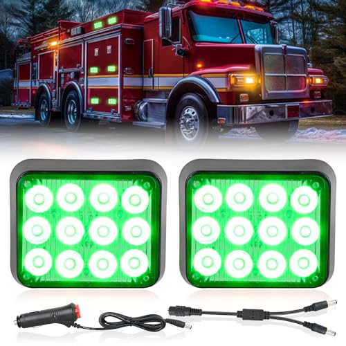 Nilight 12LED Magnetic Wireless Trailer Lights 2PCS Rechargeable Portable Hazard Beacon Warning Light Green Emergency Strobe Light for Trucks Trailers Vehicles Cars Bus Surface Mount - color: 12LED Green