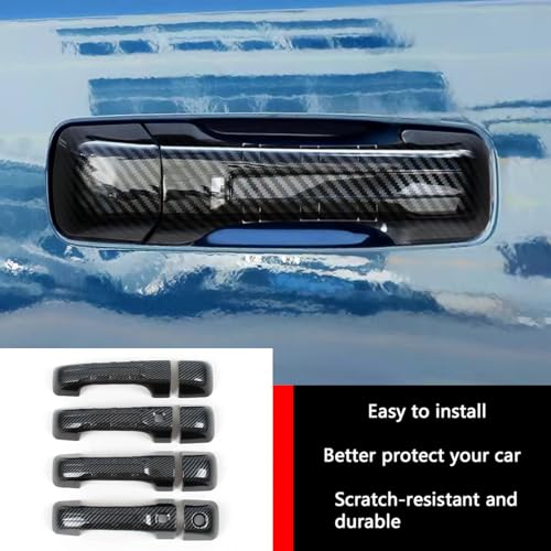 Car Accessories Fit for Dodge Ram 1500 2024 2023 2022 2021 2020 2019 Door Handle Cover Trims (Carbon Fiber with Smart Hole B) ABS 8PCS - color: Carbon Fiber With Smart Hole B