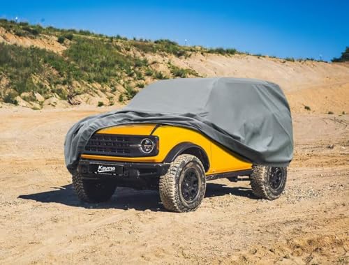 Kayme Heavy Duty Car Cover Custom Fit Ford Bronco 2 Door, Bronco Sport (2020-2025),Waterproof All Weather for Automobiles, Full Car Cover - Sun, Rain & UV Protection - size: 2.Custom Fit Ford Bronco 2 Door