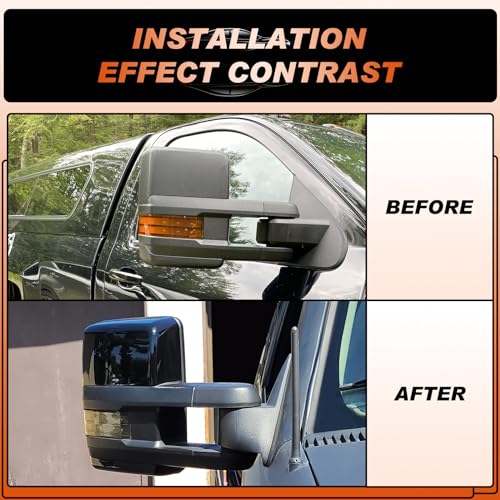 Tow Mirror Cover Caps Glossy Black Left & Right Rearview Side Mirror Caps Fit for Chevy Silverado GMC Sierra 2014 2015 2016 2017 2018 2019-1Pair - size: Fit for Chevy Silverado 2014-2019