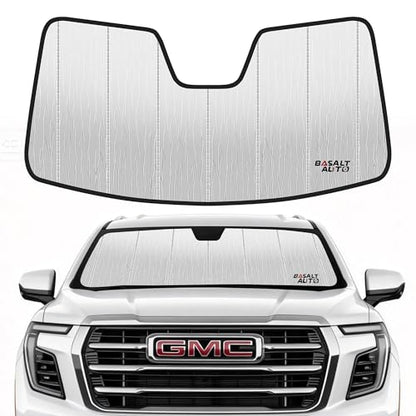 Windshield Sun Shade Compatible for 2021-2025 GMC Yukon Silver Reflective Foldable Front Sun Visor Sunshade Protector with Storage Bag Keep Interior Cool - size: 2021-2025-GMC-Yukon