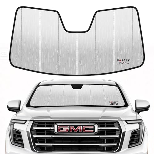 Windshield Sun Shade Compatible for 2021-2025 GMC Yukon Silver Reflective Foldable Front Sun Visor Sunshade Protector with Storage Bag Keep Interior Cool - size: 2021-2025-GMC-Yukon