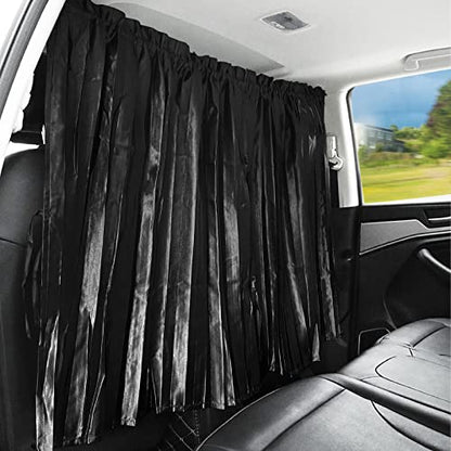 ZATOOTO Car Curtains - Divider Privacy Window Sun Shade - Side Windshield Magnetic Sunshades Covers - Travel Removable Simple - color: Black Faux Silk Louvered–Divider 1PC