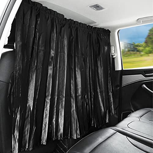 ZATOOTO Car Curtains - Divider Privacy Window Sun Shade - Side Windshield Magnetic Sunshades Covers - Travel Removable Simple - color: Black Faux Silk Louvered–Divider 1PC