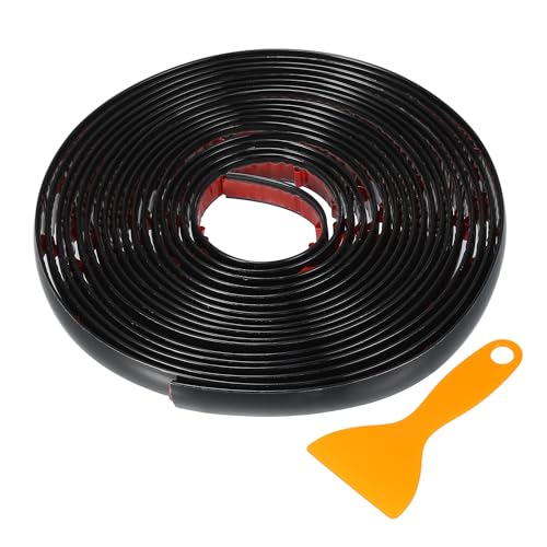 Window Trim Strip Kit 1/2" 12mm Width 16Ft 5m Universal for Exterior Car Bumper Door Body Self Adhesive Scratch-Proof Decorative Sticker Plastic Gloss Black - color: Black, size: 12mm