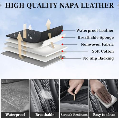 Coverado Car Seat Covers, Back Car Seat Cover, 3-Pieces Leather Seat Cover, Luxury Car Seat Cushion, Luxury Seat Cover Seat Protector Universal Most Cars Trucks SUV - color: Gray/Black, size: Back Seat Cover