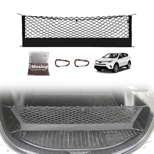 Muslogy Trunk Cargo Net Compatible with Toyota RAV4 2013-2018 Accessories, SUV Sedan Cargo Organizer Storage Net with Heavy Duty Carabiners - style: 2013-2018 Rav4