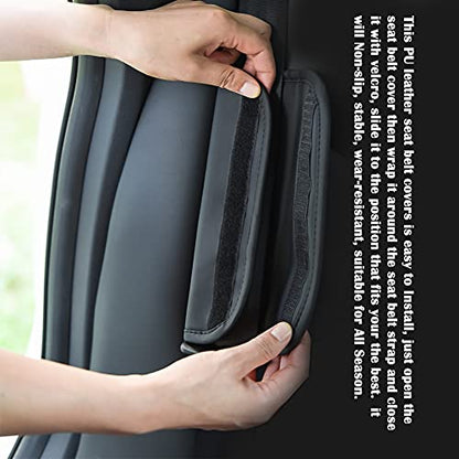 Seat Belt Pads 2-Pack Bling Seat Belt Covers Soft PU Leather Crystal Seat Belt Shoulder Pads Rhinestone Bling Car Accessories For Women (White) - color: White