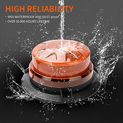AUXMOTEC Amber Led Emergency Strobe Beacon Lights Bar with Magnetic Mount and 8 Flash Models Yellow Warning Safety Rooftop Signal Lamps Vehicles Forklift Truck Tractor Golf Car Carts (24-LED 12V-24V) - color: #1 Amber