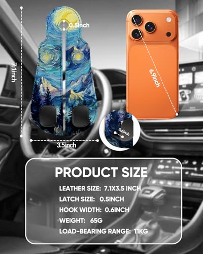 WOCOCN 2 Pack Car Purse Hook for Car Seat Headrest, Double-Sided PrintingPU Leather Purse Holder with Metal Hook, Cute Car Accessories for Women, Men (Car hook - Starry Sky Mountain A) - color: Car hook - Starry Sky Mountain A