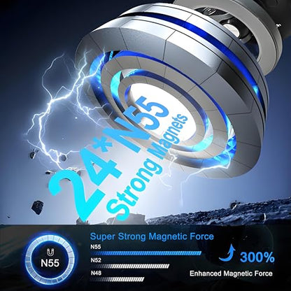 Nano Gel Suction Cup Magnetic Phone Holder for Car,Aluminum Alloy & ABS One-step Lock Magnetic Vacuum Phone Mount,UV-Resistant and Durable,Directly Mountable on Smooth Surfaces/Textured Leather