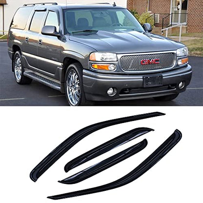 Wensdy 4pcs Side Window Wind Deflectors,Outside Mount Shade Sun rain Guards,Dark Smoke Visors for 2002-2006 Cadillac Escalade,2000-2006 Chevy Tahoe/GMC Yukon,2001-2006 Yukon Denali 94304 - size: 02-06 Cadillac Escalade