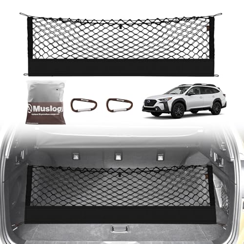 Muslogy Truck Bed Cargo Net Trunk Netting Compatible with 2015-2025 2026 Outback Accessories, Pickup Cargo Organizer SUV Sedan Storage Net w/Heavy Duty Carabiners - style: 2015+ Outback
