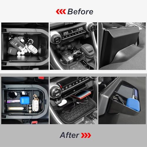 3PCS Center Console Organizer Tray and Armrest Storage Box Compatible with Toyota RAV4 2019-2022 2023 2024 2025 Dash Storage Tray Interior Accessories-Not for New 10.5'' Multimedia Display - size: 3 Pieces | Center Console, Armrest & Dash Set