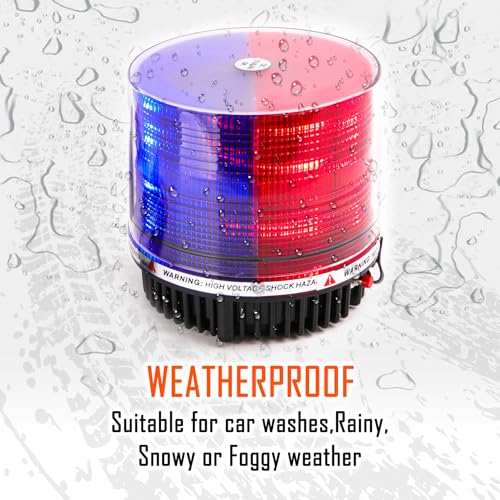 Red and Blue Wireless Rotating Beacon Led Strobe Warning Light Roof Top Plow Hazard Flash Emergency Lights 12V with Magnetic Base Mount and Rechargeable Cigar Lighter Plug (Red/Blue, 18 LED) - color: Red/Blue