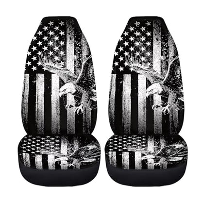 Eagle Car Front Seat Covers Anti-Slip Gray US Flag Car Seat Cover for Front Seats Set of 2 Patriotic Removable Automotive Accessories Universal Fit for Cars SUVs Sedans - color: Eagle Gray US Flag