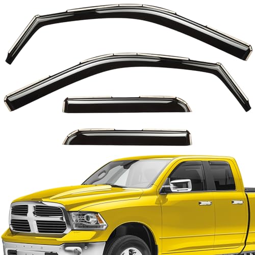 Extra Durable Window Deflectors in-Channel Window Visors Rain Guards Fit for Dodge Ram 1500 2009-2018 Quad Cab, Sun Visors, Wind Vent for Shades, Exterior Car Accessories - 4pcs. AG0031 - color: For Dodge RAM 09-18