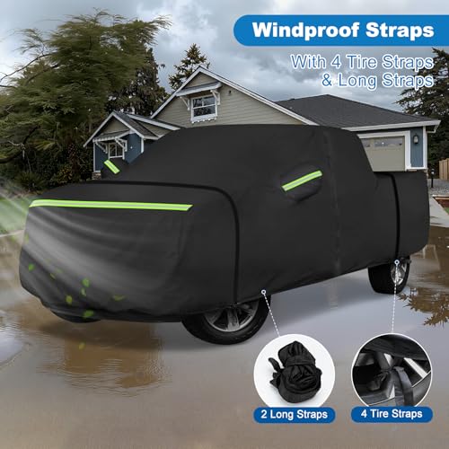 QUNSUNUS F150 Crew Cab Truck Cover 6.5ft Short Bed, Waterproof F150 Truck Cover with Zipper and Straps, Compatible with RAM 1500 Crew Cab 6.4ft 2019-2025 - size: for F150 6.5ft& Ram 1500 6.4ft CrewCab