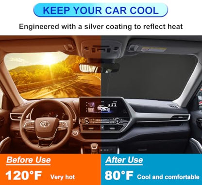 Windshield Sun Shade for Toyota Highlander 2008 2009 2010 2011 2012 2013 Front Window Shade Sun Visor Protector for Toyota Highlander Accessories Foldable Sunshade Blocks UV Rays Keeps Your Car Cooler - size: for Highlander 2008-2013
