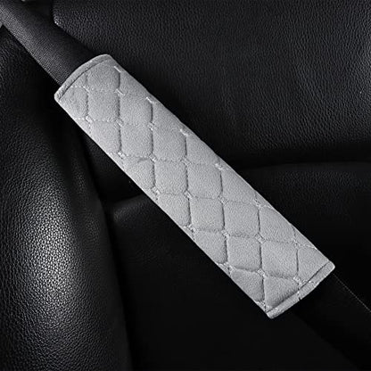 Tapha Plush Car Seat Belt Cover and Shoulder Pad Cushions Improve Driving Comfort, 2 PCS Included and Compatible with All Vehicles (Grey) - color: Grey