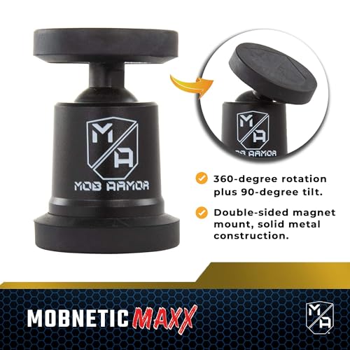 Mob Armor MobNetic Maxx - USA Assembled Magnetic Phone Holder for Car, Magnetic Car Phone Mount, 90-Degree Tilt, 360-Degree Rotation, Aluminum Metal, Compatible with iPhone & Android - Gunmetal - color: Gunmetal