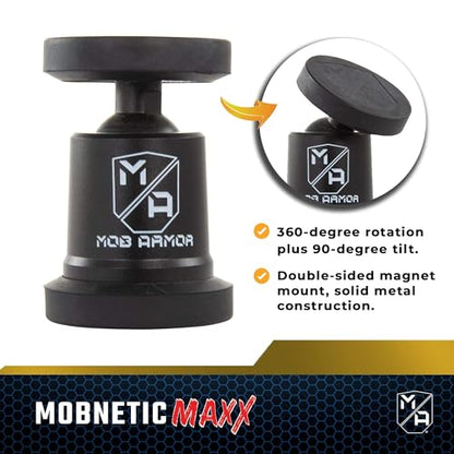Mob Armor MobNetic Maxx - USA Assembled Magnetic Phone Holder for Car, Magnetic Car Phone Mount, 90-Degree Tilt, 360-Degree Rotation, Aluminum Metal, Compatible with iPhone & Android - Gunmetal - color: Gunmetal