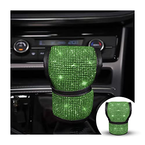 zipelo Bling Car Gear Shift Knob Cover, Rhinestone Anti-Slip Comfortable Handbrake Cover, Diamond Set Shifter Cover for Women, Auto Interior Accessories Universal Fit Van Truck - color: Green