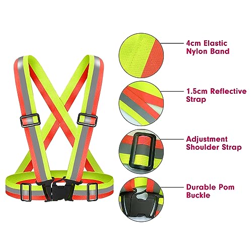 High Visibility Reflective Vest Safety Vest Running Reflective Gear Adjustable Reflective Vest for Walking,Jogging,Hiking,Night Cycling - color: Bicolor
