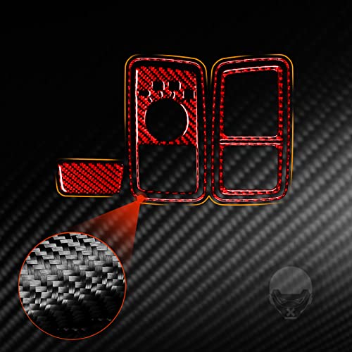 Red Carbon Fiber Compatible with Dodge Ram 1500/2500/3500 2013 2014 2015 Carbon Fiber Four-Wheel Drive Switch Panel Interior Accessories Red (Kit-E 6Pcs) - color: Red 14