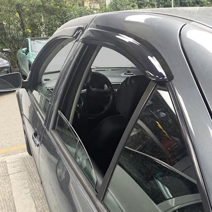 Window Visors Compatible with 1999-2005 Volkswagen Jetta, Dark Smoke Car Rain Sun Window Shade Guard Visor Smoke by IKON MOTORSPORTS, 2000 2001 2002 2003 2004