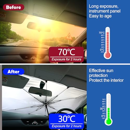 Riakrum Patriotic Eagle American Flag Car Windshield Sun Shade Umbrella Foldable UV Ray Windshield Sun Shade Car Front Window Sunshade Keep Vehicle Cool Heat Reflector, Fit Various Size