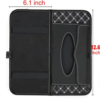 Car CD Holder Storage Case, Car Truck SUV Visor Organizer with Free Napkins, Personal Belonging and Registration, Document, Ticket Storage Pouch and 14 Pocket CD