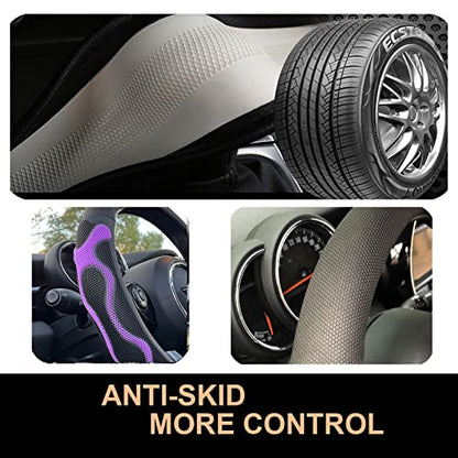 PINCTROT Comfy Grip Steering Wheel Cover, Anti-Slip Design, Universal 14.5-15 Inch(Silicone Purple) - color: 6.Purple, size: Medium(Standard) Size[14 1/2''-15'']