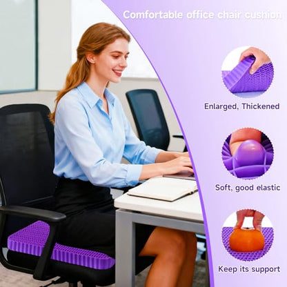 Gel Seat Cushion for Long Sitting, Soft and Breathable, Seat Cushion for Back, Sciatica, Tailbone, Hip Pain Relief, Used for Office Chair, Wheelchair, Car, Recliner, Truck, Kayak.(Púrpura)