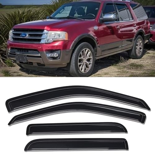 Side Window Visor Vent Deflector for 1997-2017 Ford Expedition,fit 1998-2017 Lincoln Navigator,Outside Mount Tape-on Dark Smoke Rain Guards Window Shades 4pc 94233 - size: For Expedition 97-17