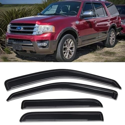 Side Window Visor Vent Deflector for 1997-2017 Ford Expedition,fit 1998-2017 Lincoln Navigator,Outside Mount Tape-on Dark Smoke Rain Guards Window Shades 4pc 94233 - size: For Expedition 97-17