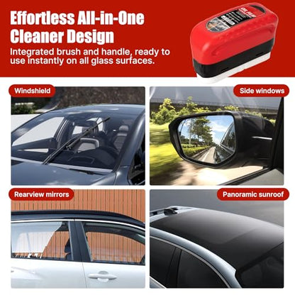 2-Pack Car Window Oil Film Remover & Windshield Cleaner Brush - Clear Vision Glass Cleaner Tool with Water Repellent, Removes Waxes, Oils & Road Film for Safe Driving
