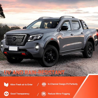 in-Channel Rain Guards Compatible with Nissan Frontier Crew Cab 2022 2023 2024 2025 2026, Durable Side Windows Visor Wind Deflectors 2022-2026 Frontier Rain Guard 4 PCS - size: 2022-2025 Nissan Frontier Crew Cab (In-Channel)