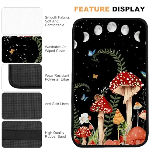 Red Mushroom Auto Center Console Pad,Soft Waterproof Car Center Console Cover Auto Armrest Seat Box Cover Protector for Most Vehicle SUV Truck Car - color: Red Mushroom