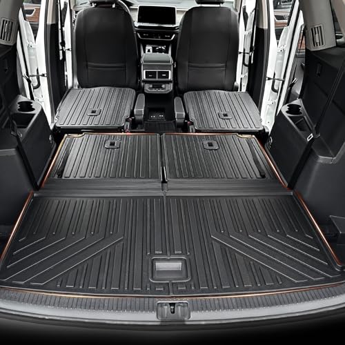 Cargo Mat with Backrest Mats for Volkswagen VW Atlas 6/7 Seats 2018-2025 2026 Car Mat Accessories(Not Fit Cross Sport), All Weather TPE Trunk Cargo Liner(Cargo Mat with Backrest Mats) - style: Cargo Mat with Backrest Mats