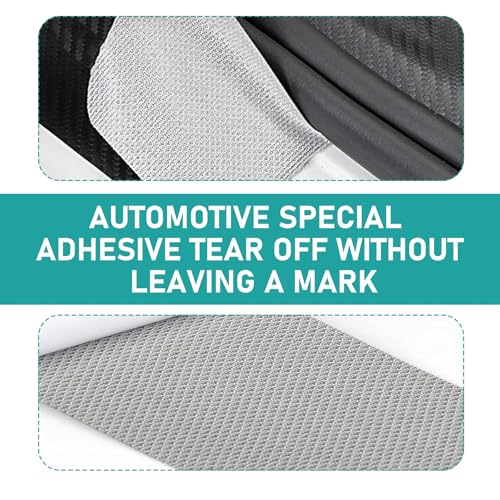 4 PCS Car Door Sill Protector, 3D Carbon Fiber Anti-Scratch Auto Threshold Cover Strips, Waterpoof Welcome Pedal Protection Sticker, Universal for Cars, Trucks, SUVs (Black)